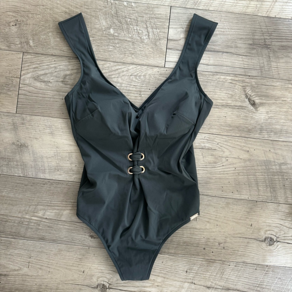 Maryan mehlhorn Stylish green khaki One-Piece Swimsuit